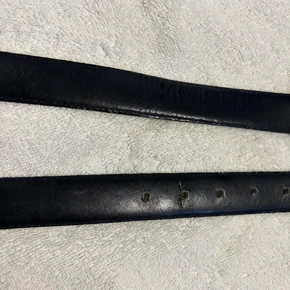 Vintage Christian Dior Blue Leather Belt with Gold-Tone Buckle M - Picture 17 of 17